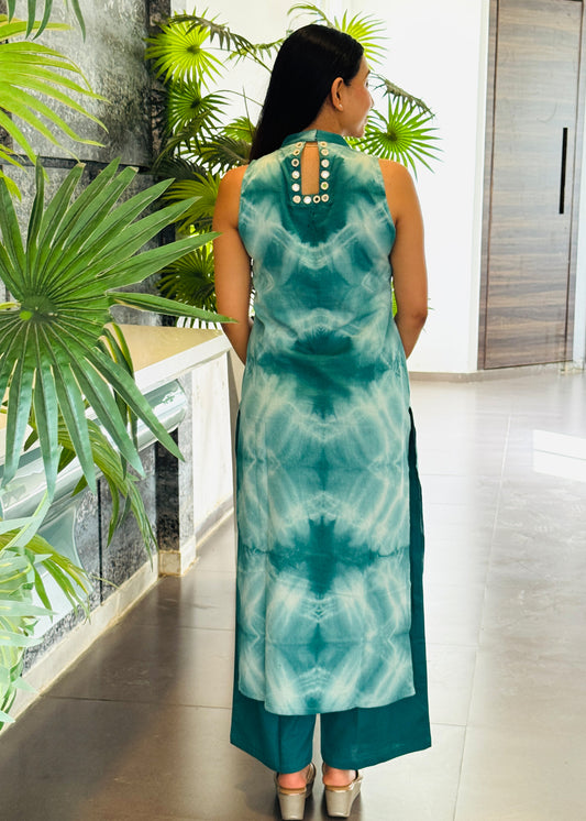 Ocean Breeze Tie-Dye with Mirror Embroidered Kurta Set