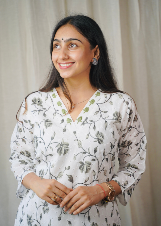 Olive Floral Printed Coordset