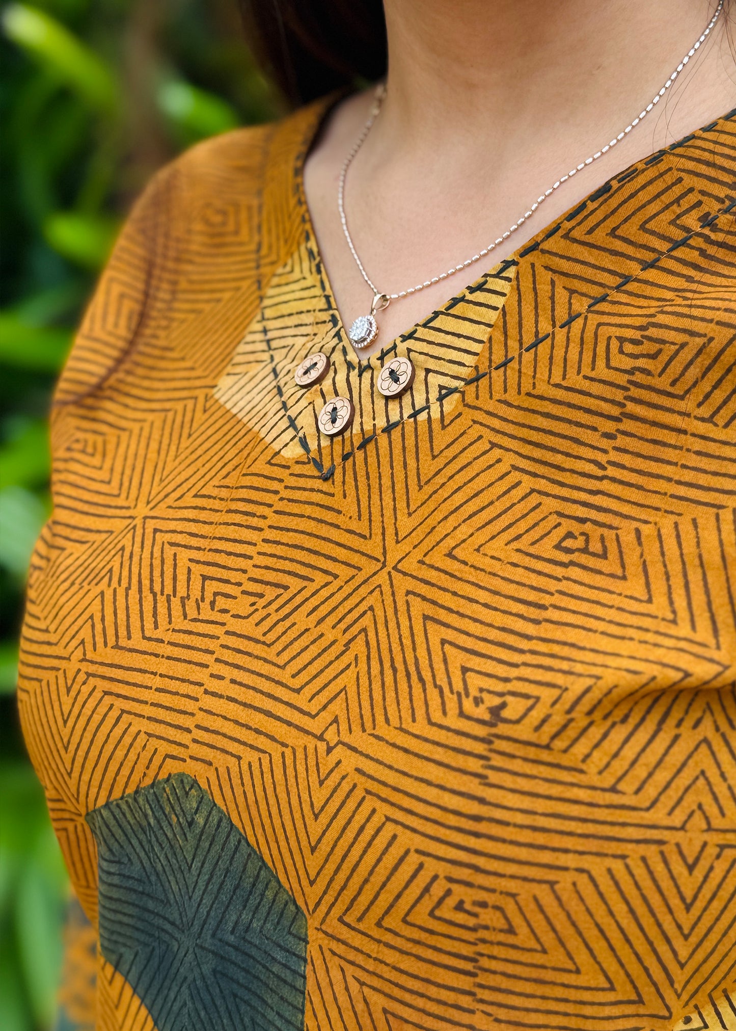 Mustard Hexa Ajrakh Handblock Kurta