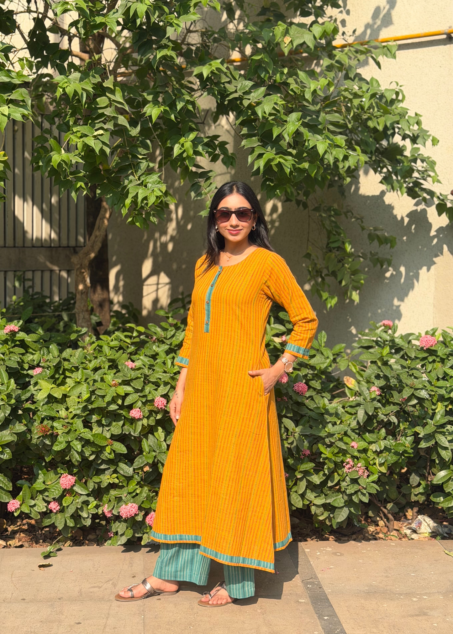 Handloom Stripe Cotton Kurta Set