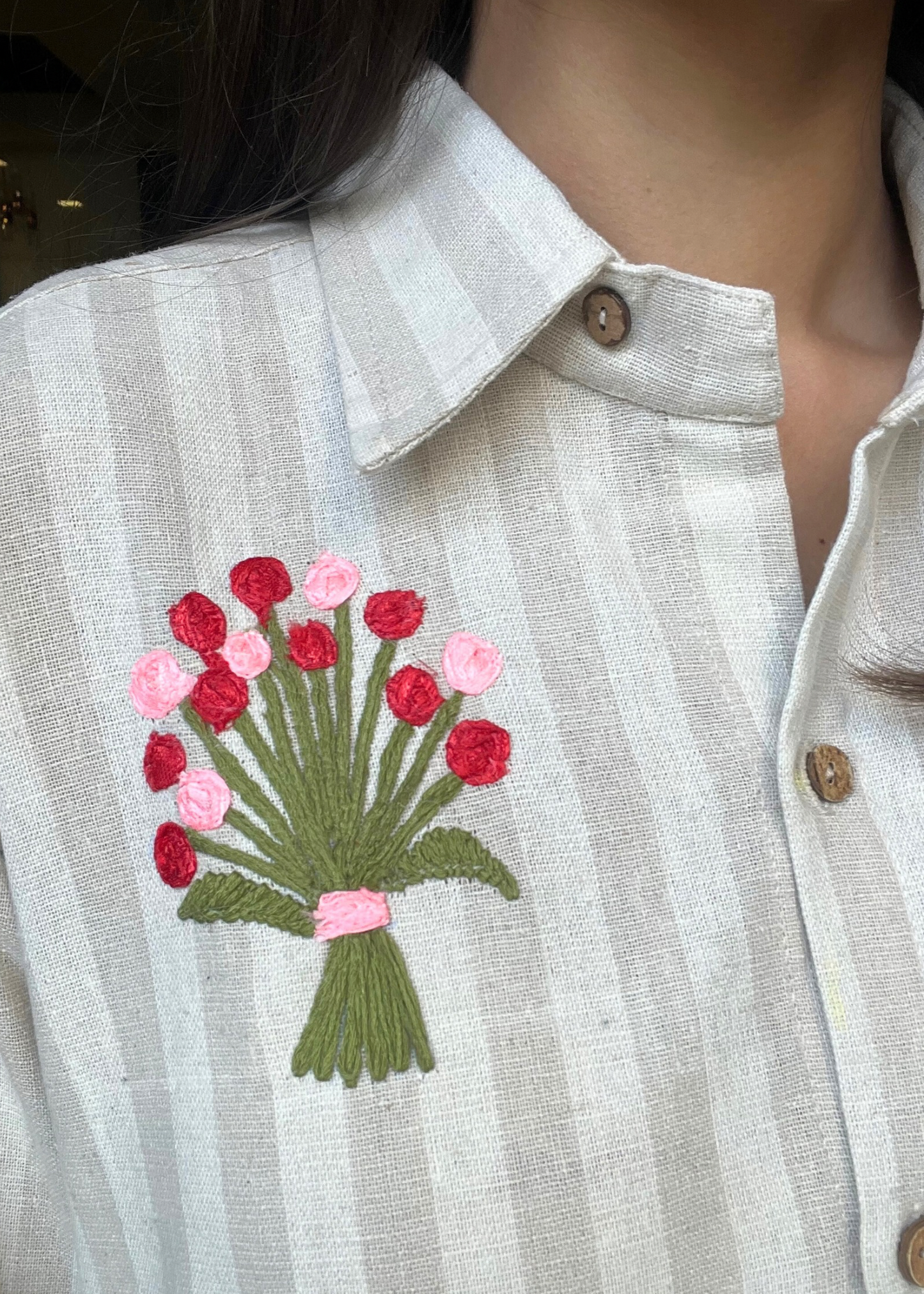 Classic Beige Stripes Cotton Linen  Shirt