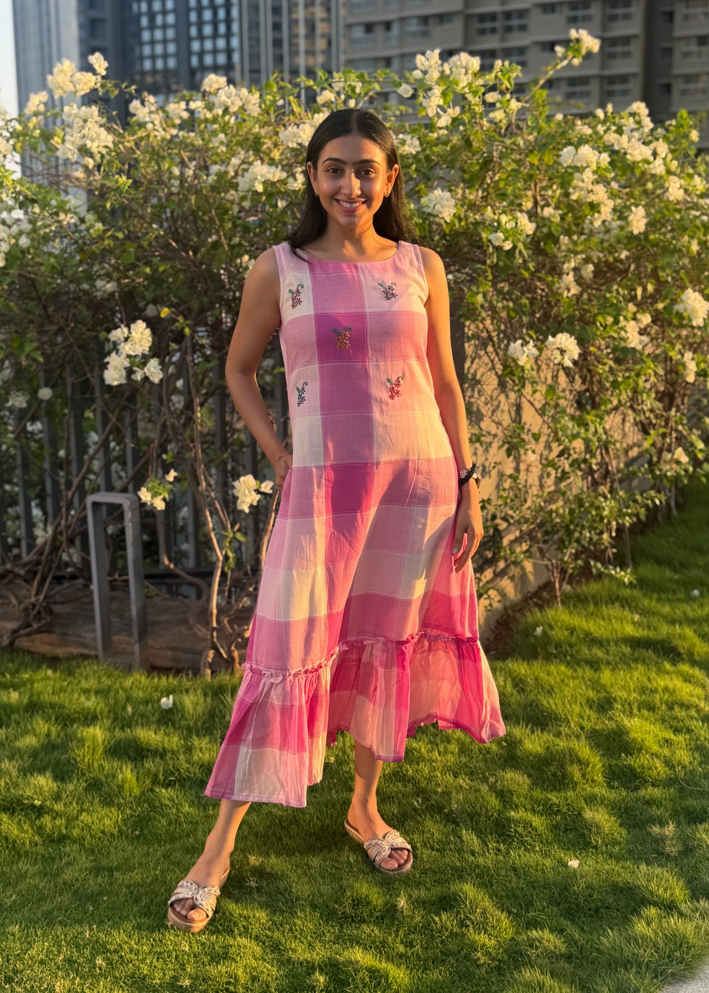 Gulabi Sharbat Cotton Mulmul Dress