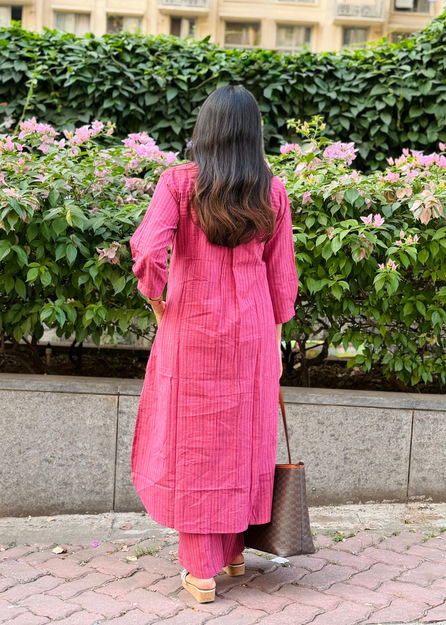 Pink Handloom Stripes Coordset