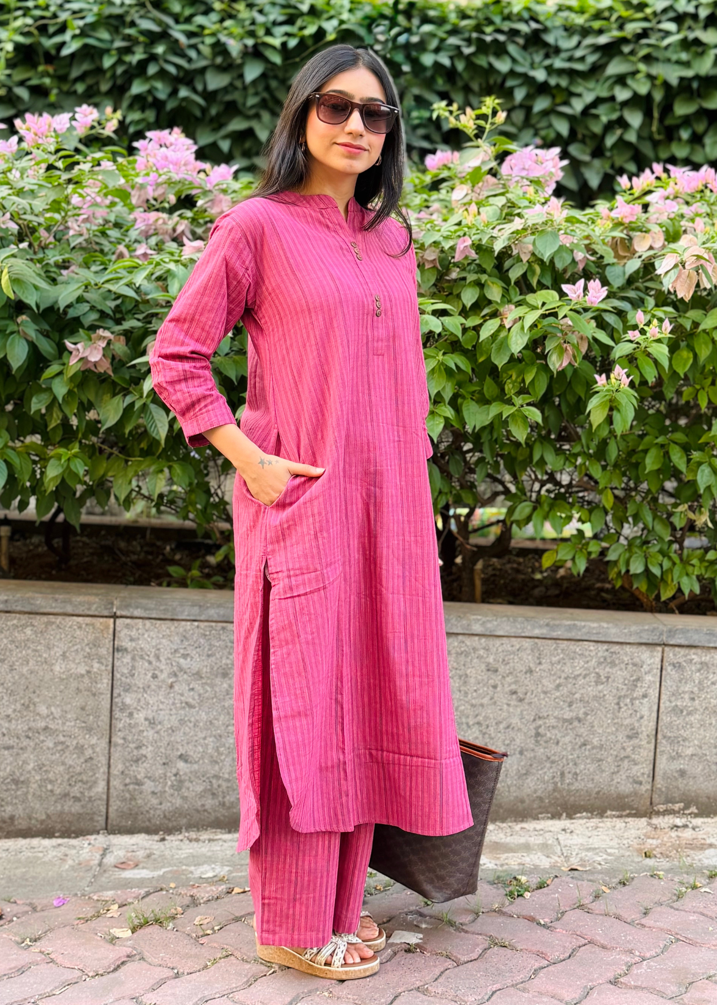 Pink Handloom Stripes Coordset