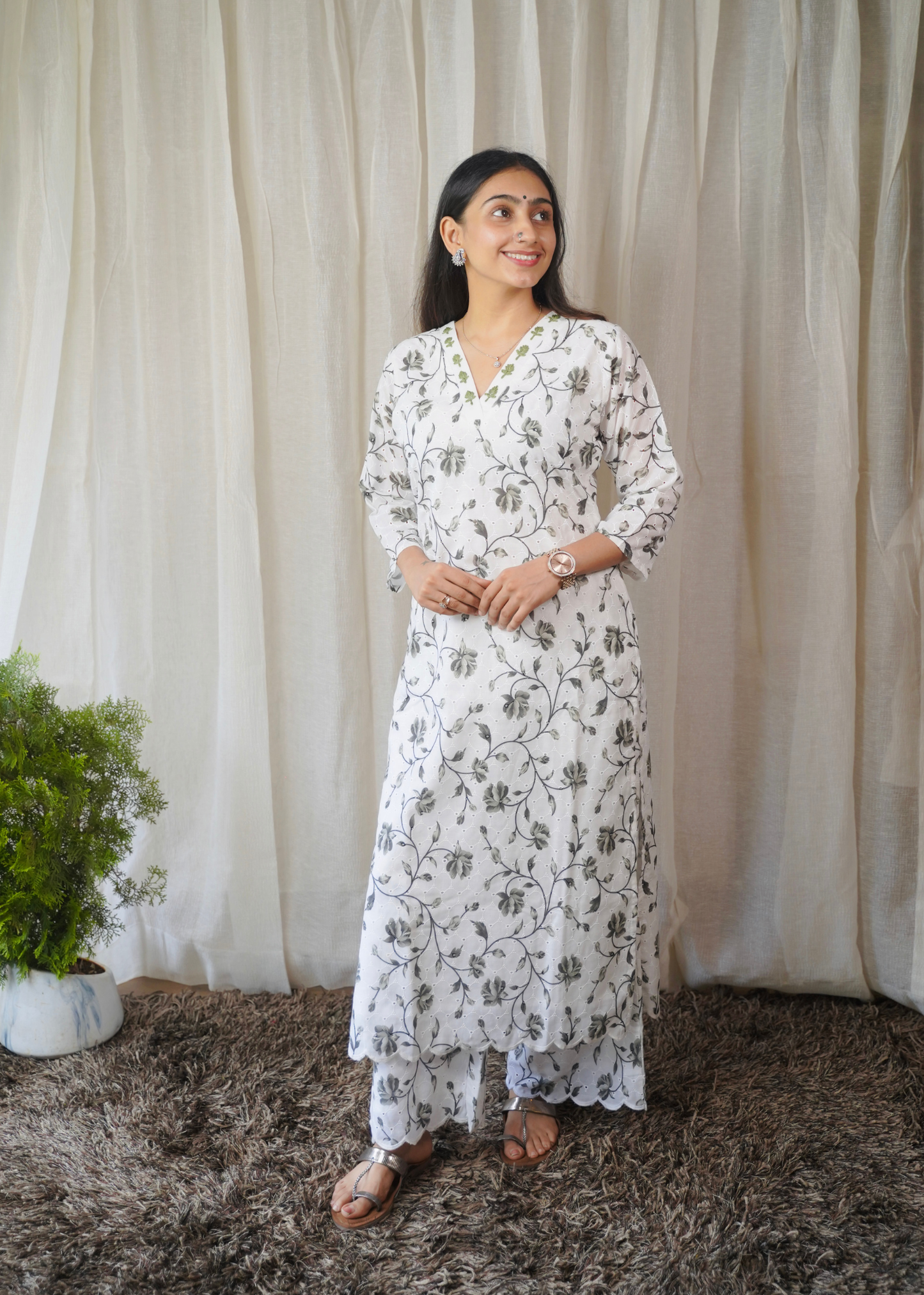 Olive Floral Printed Coordset