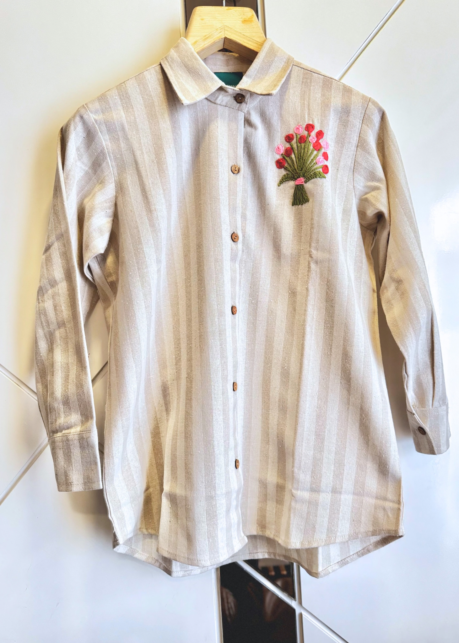 Classic Beige Stripes Cotton Linen  Shirt