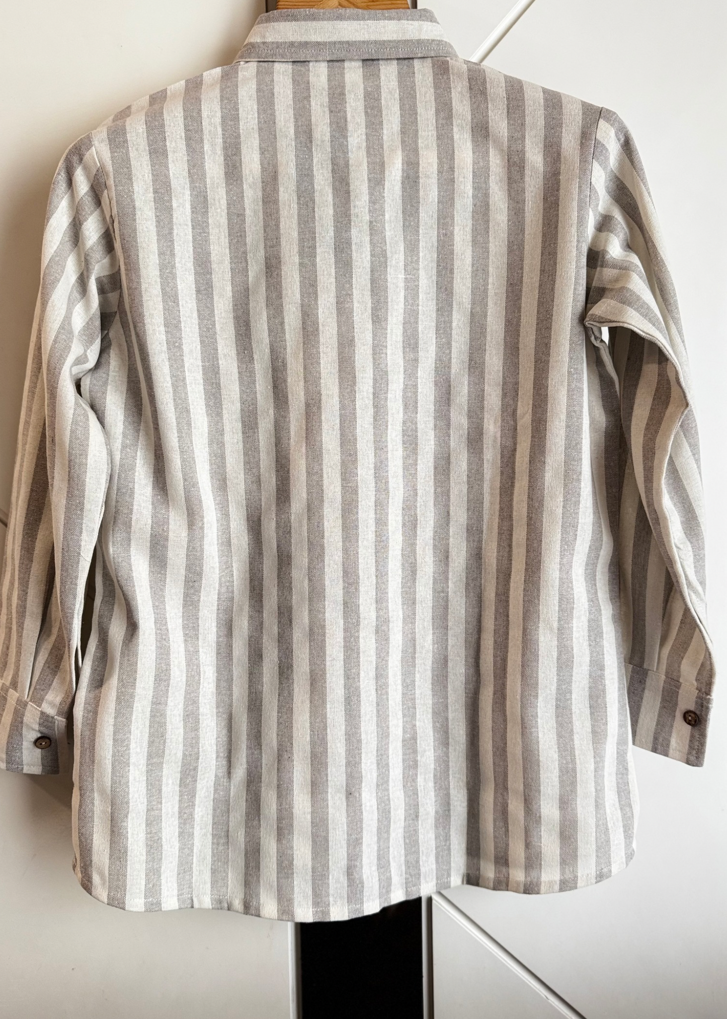 Classic Grey Stripes Cotton Linen  Shirt