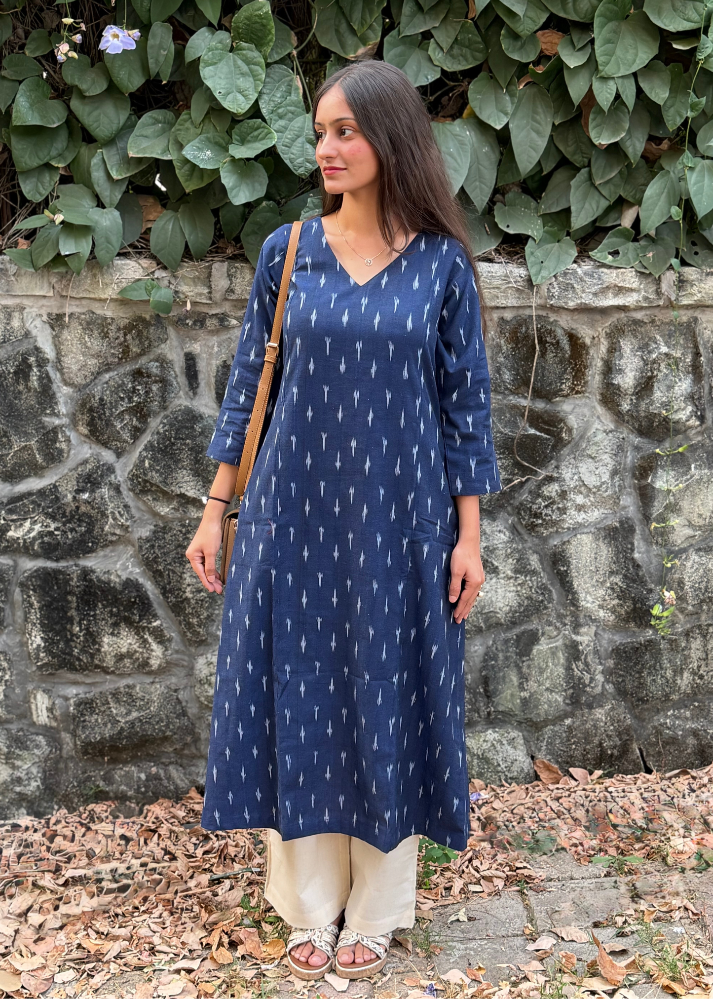 Indigo Ikat Cotton A-Line Kurta Set