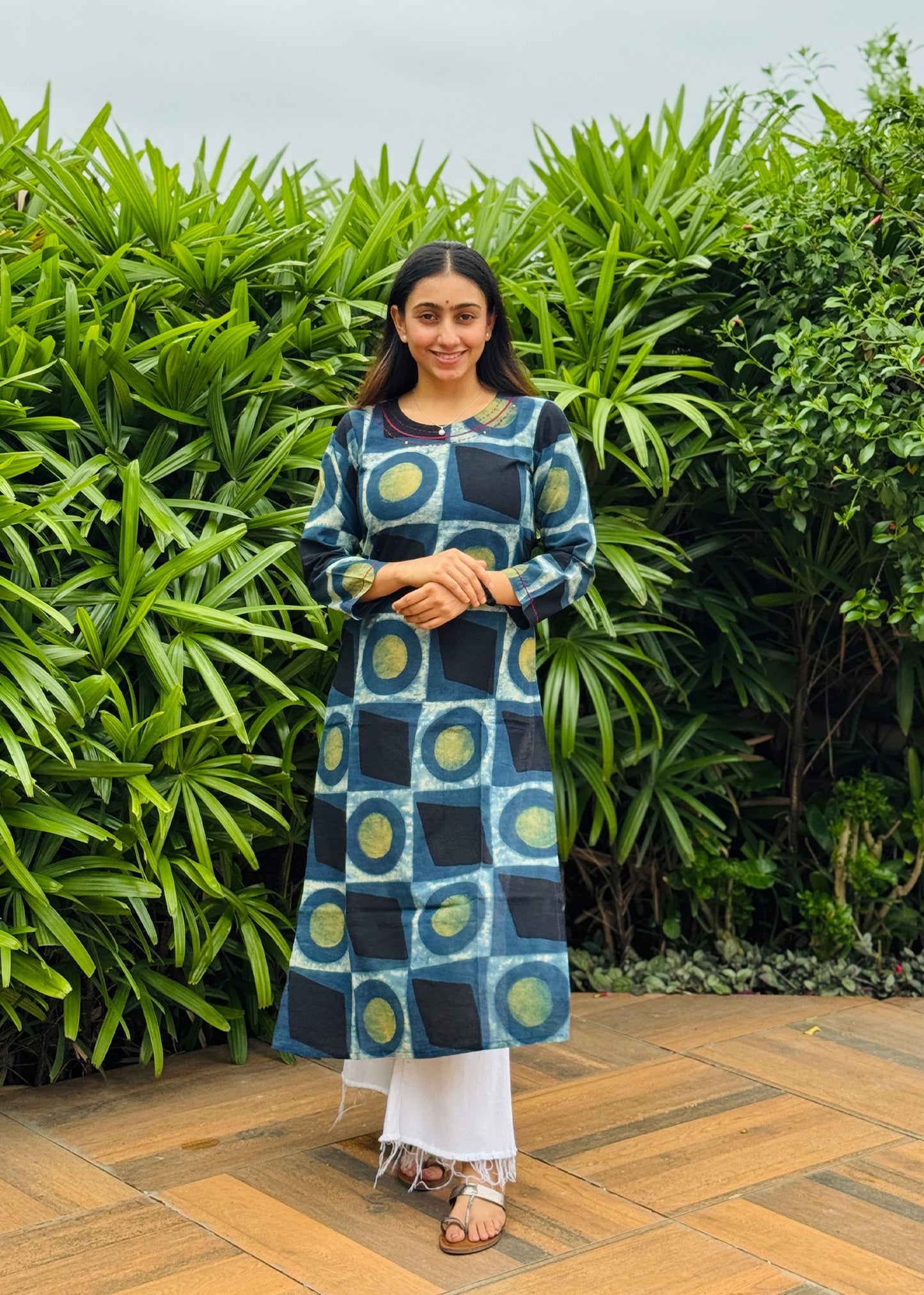 Indigo Abstract Block Print Kurta