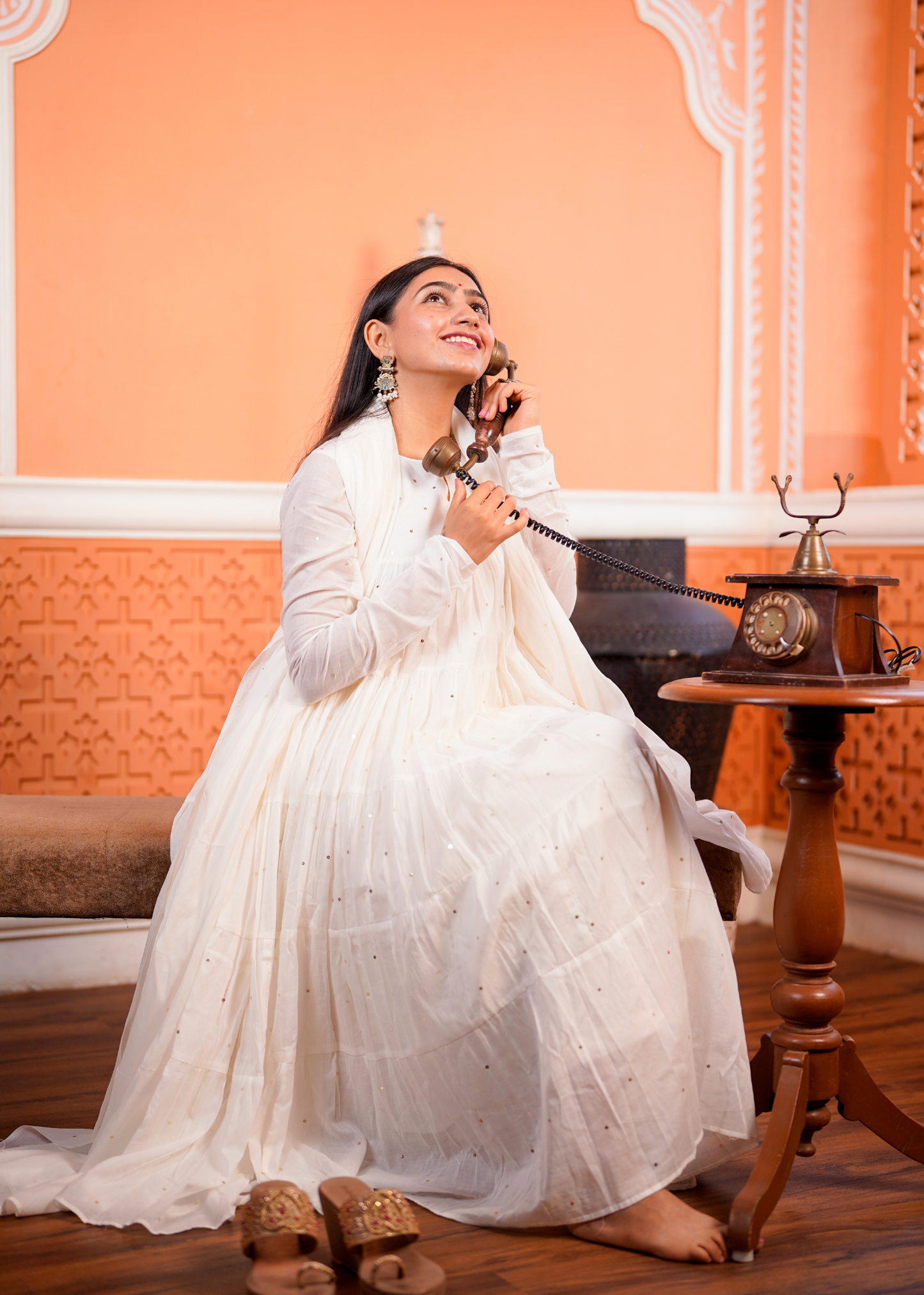 White Tier Anarkali Set of 3