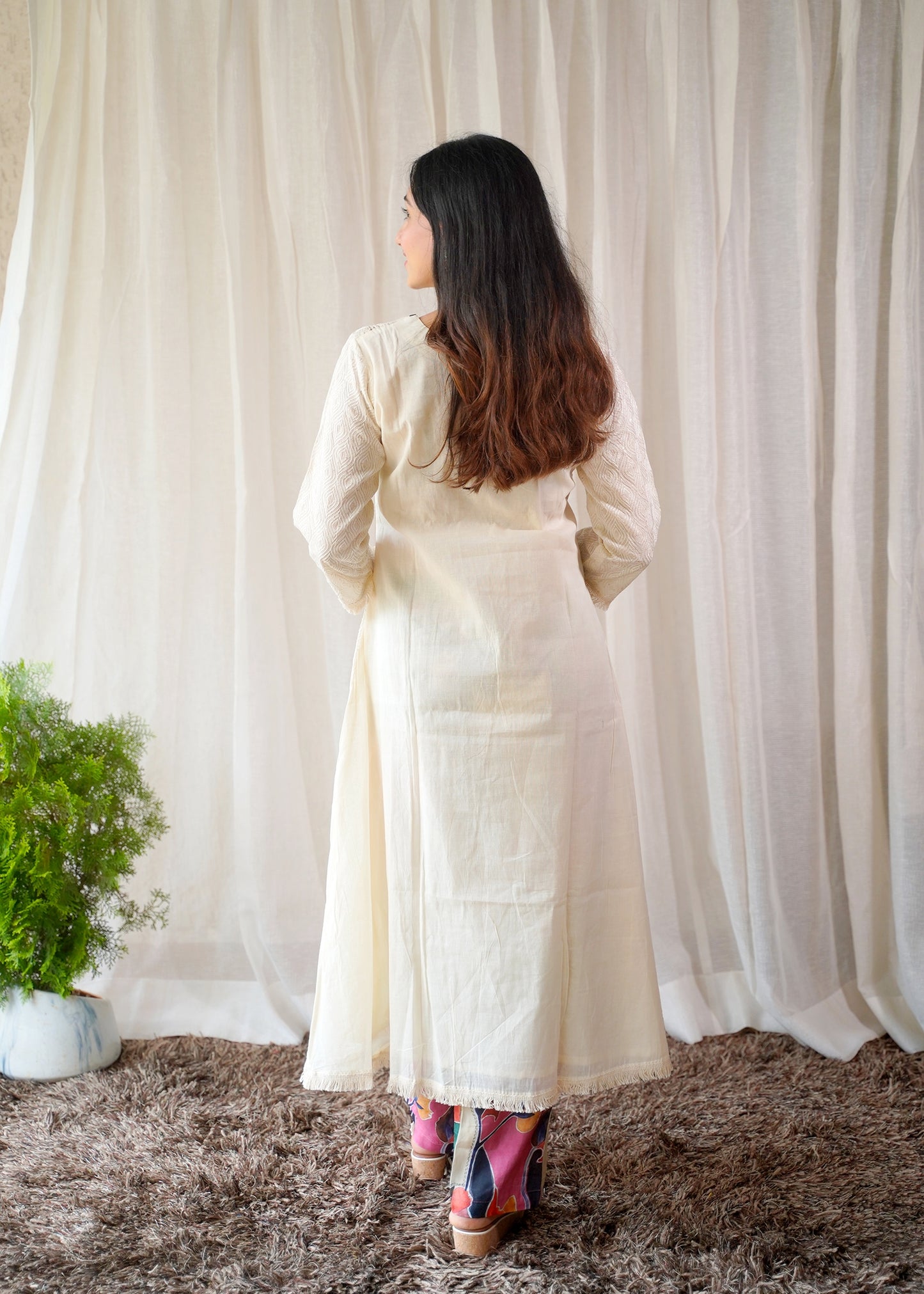 Ivory Floral Hand-Embroidered Kurta Set