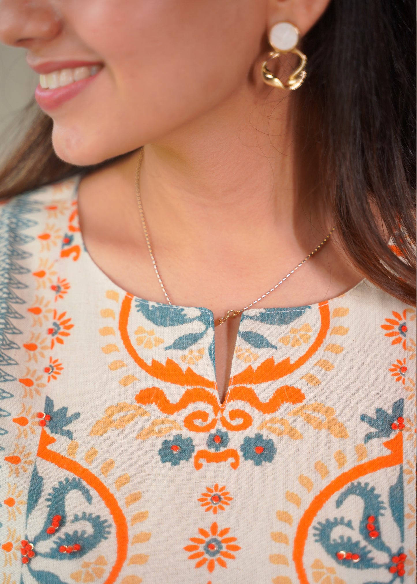 Ivory Blossom Kurta Set with Dupatta