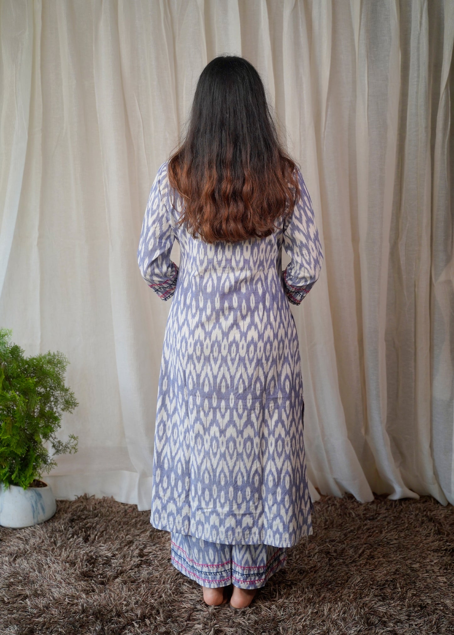 Classic Light Blue Pure Ikkat Coordset