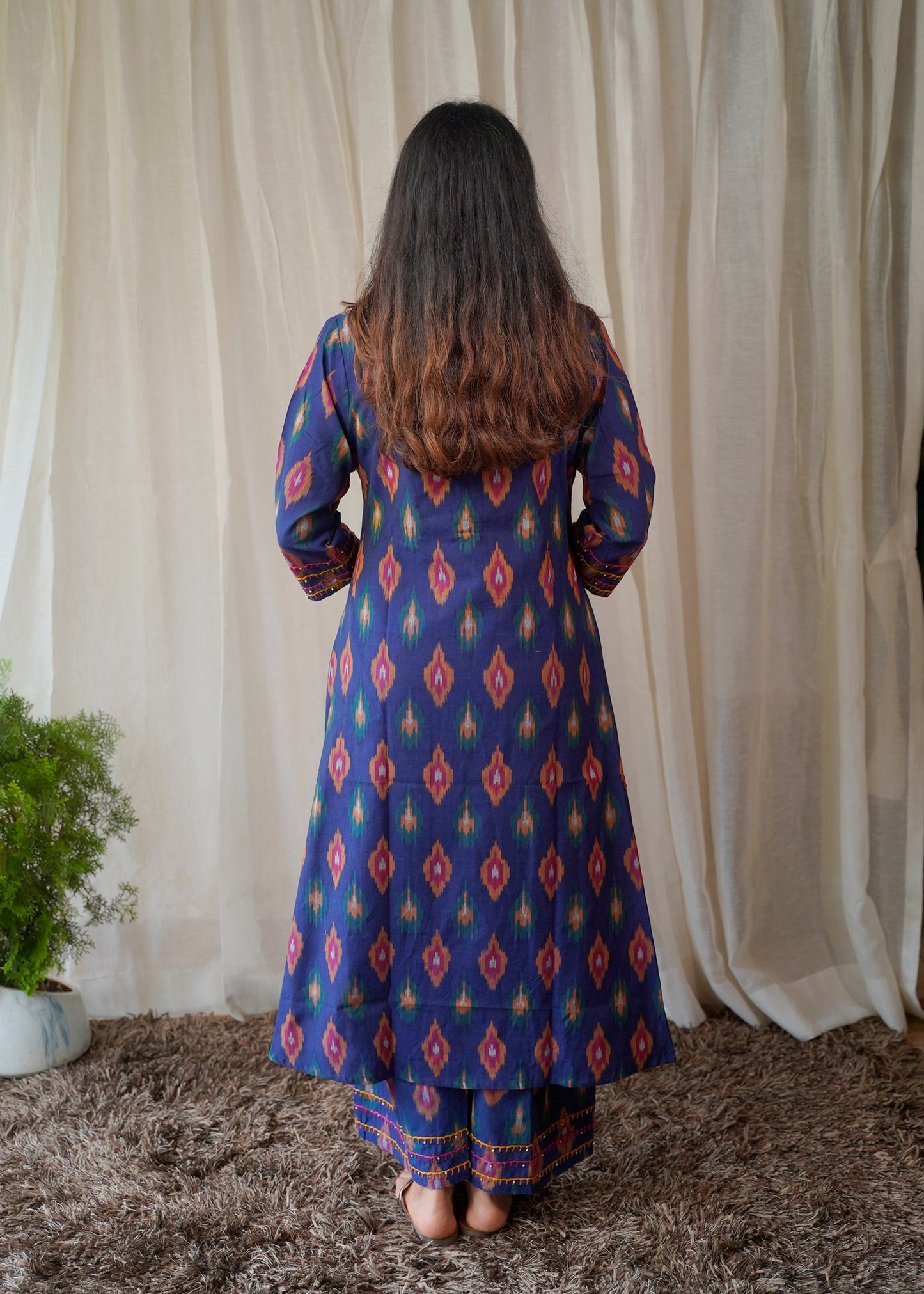 Classic Pure Ikkat Navy Blue Coordset