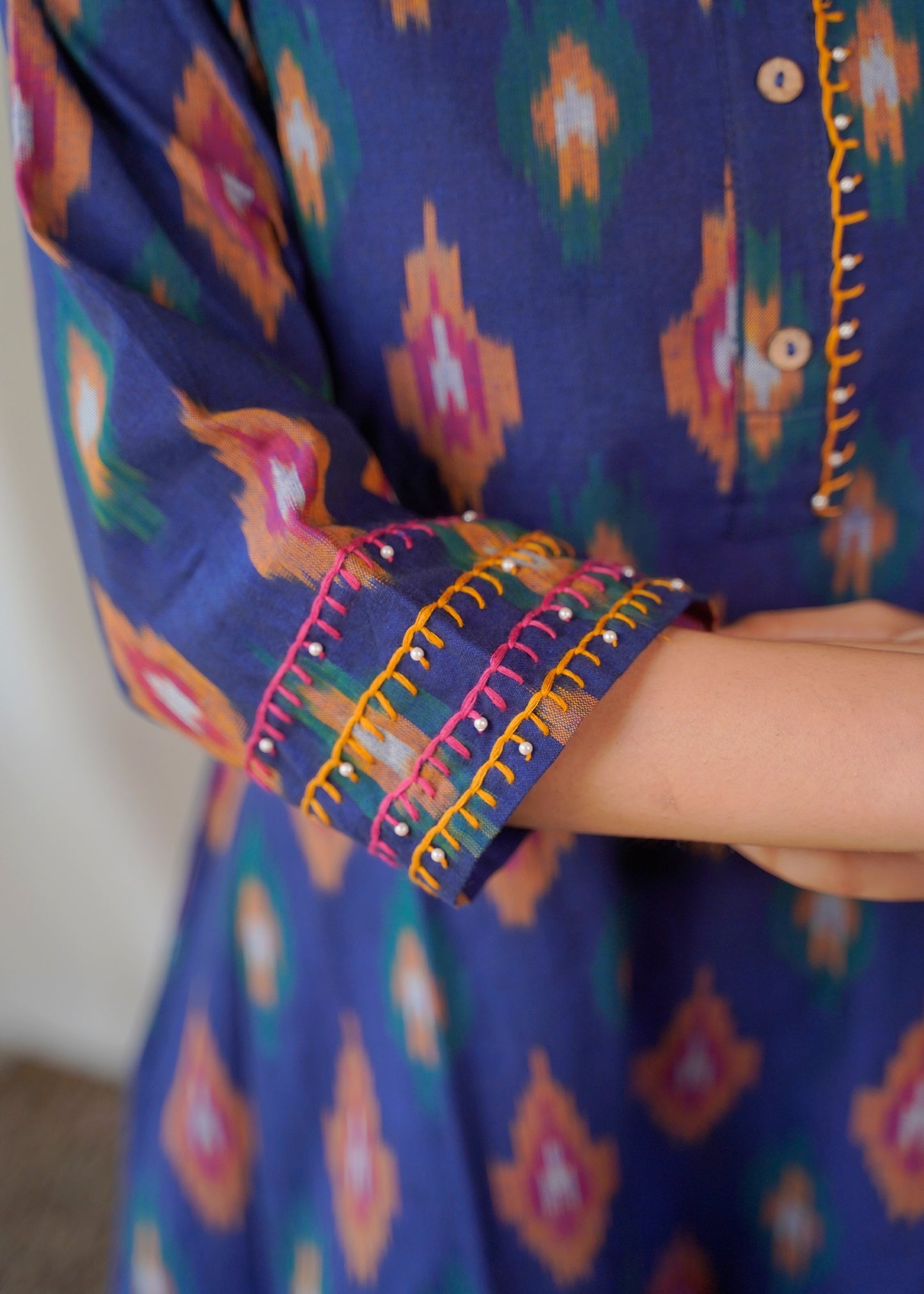 Classic Pure Ikkat Navy Blue Coordset