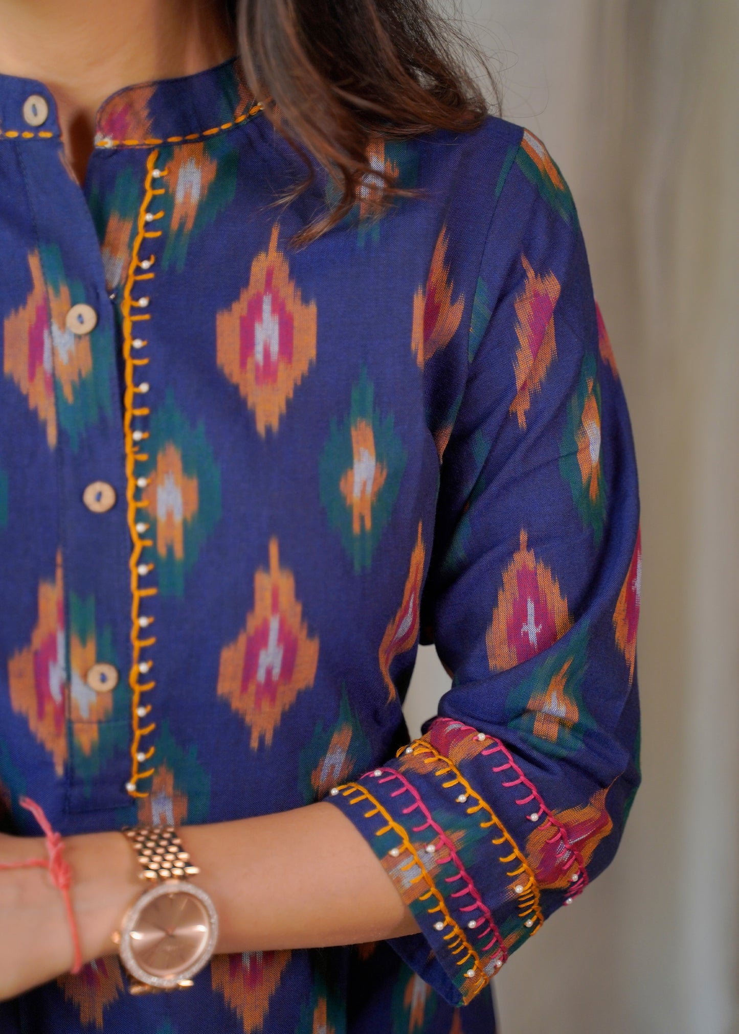 Classic Pure Ikkat Navy Blue Coordset