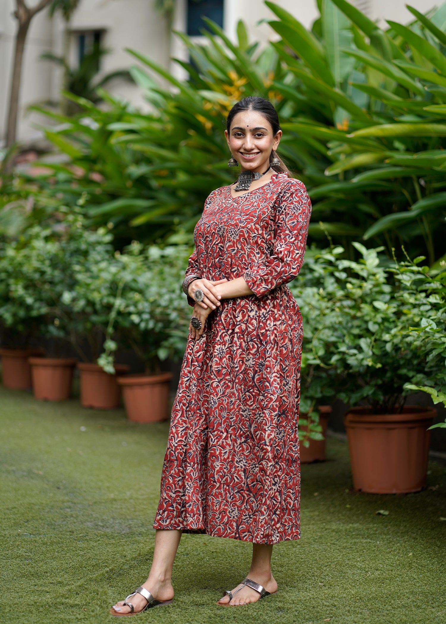 Handblock Kalamkari Cotton Dress