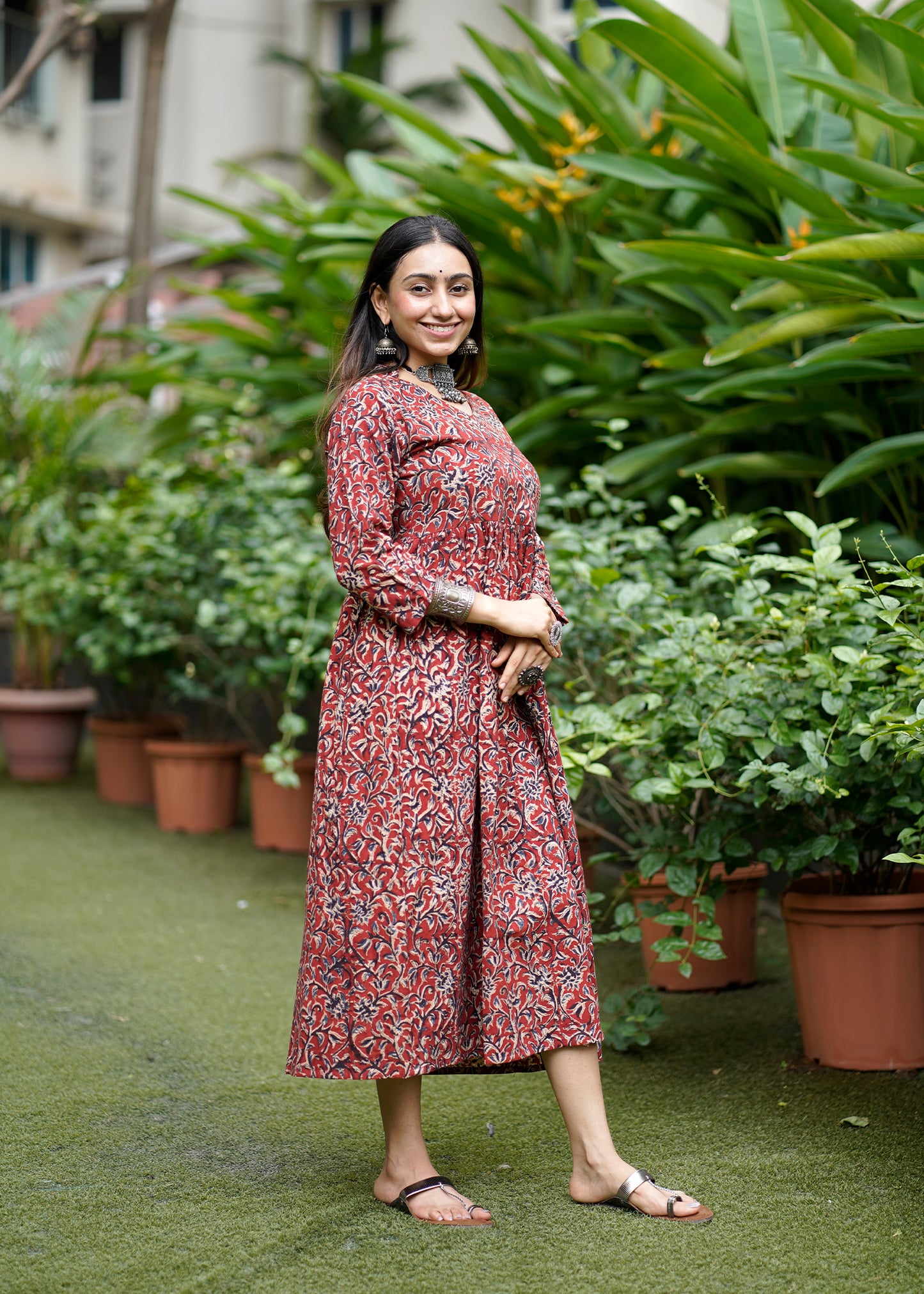 Handblock Kalamkari Cotton Dress