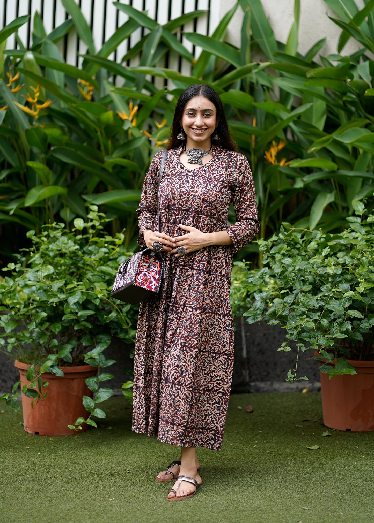 Handblock Kalamkari Cotton Dress