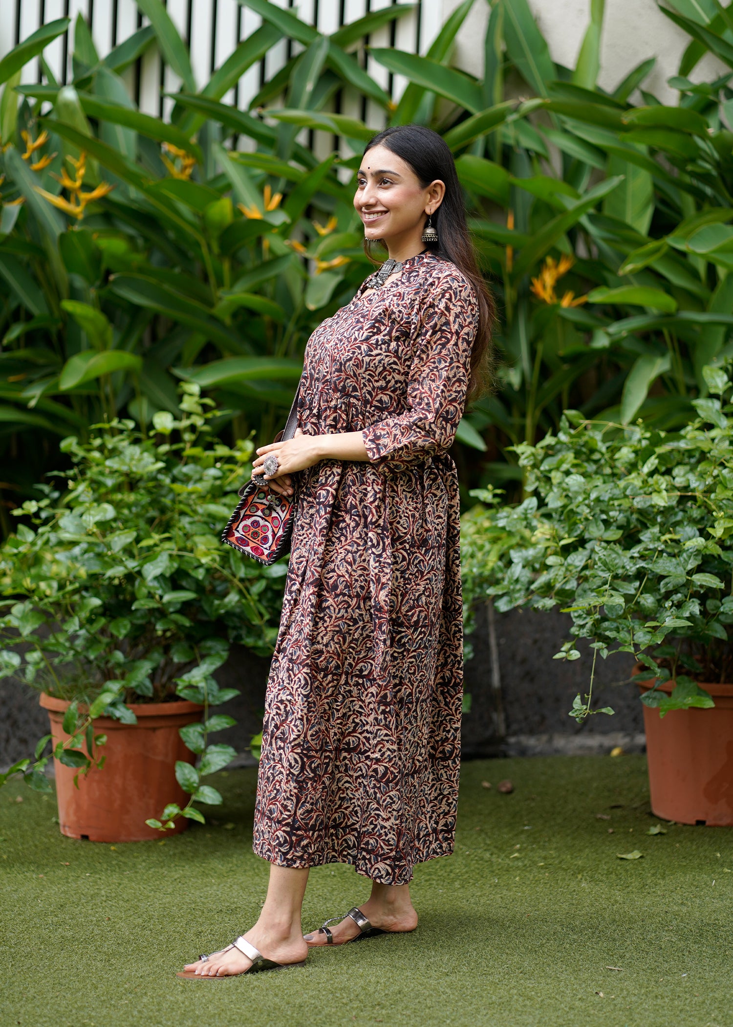 Handblock Kalamkari Cotton Dress
