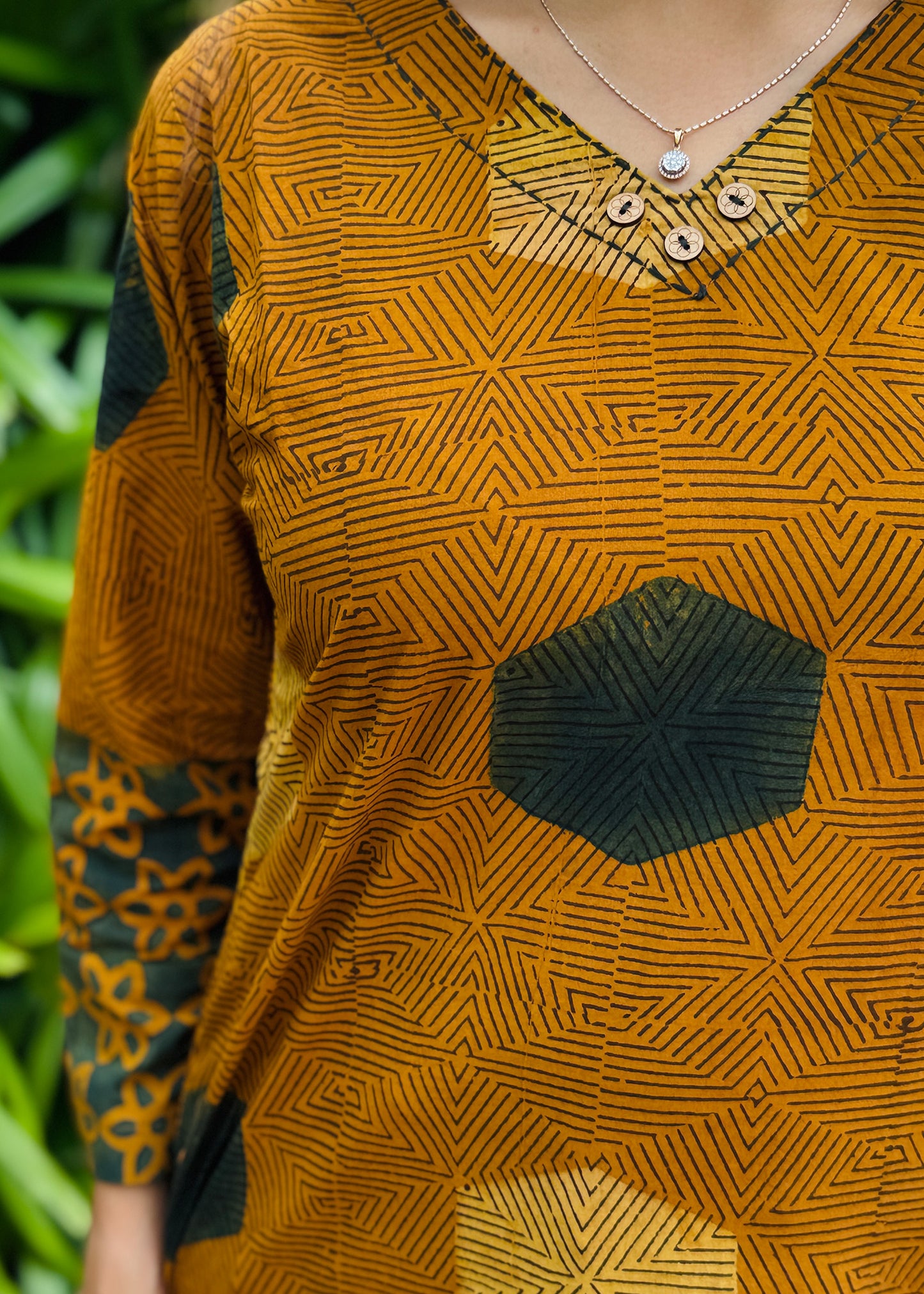 Mustard Hexa Ajrakh Handblock Kurta